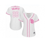Women's Majestic San Diego Padres #26 Yangervis Solarte Replica White Fashion Cool Base MLB Jersey