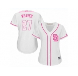 Women's Majestic San Diego Padres #27 Jered Weaver Authentic White Fashion Cool Base MLB Jersey