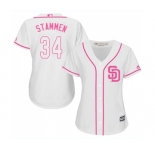 Women's Majestic San Diego Padres #34 Craig Stammen Replica White Fashion Cool Base MLB Jersey