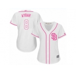 Women's Majestic San Diego Padres #8 Erick Aybar Replica White Fashion Cool Base MLB Jersey