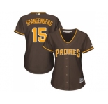 Women's San Diego Padres #15 Cory Spangenberg Brown Alternate Stitched MLB Jersey