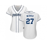 Women's San Diego Padres #27 Jered Weaver White Home Stitched MLB Jersey