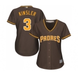Women's San Diego Padres #3 Ian Kinsler Replica Brown Alternate Cool Base Baseball Jersey