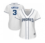 Women's San Diego Padres #3 Ian Kinsler Replica White Home Cool Base Baseball Jersey