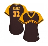 Women's San Diego Padres #32 Franmil Reyes Authentic Brown Alternate Cooperstown Cool Base Baseball Jersey