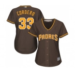 Women's San Diego Padres #33 Franchy Cordero Authentic Brown Alternate Cool Base Baseball Jersey