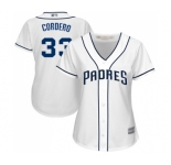 Women's San Diego Padres #33 Franchy Cordero Authentic White Home Cool Base Baseball Jersey