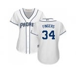 Women's San Diego Padres #34 Rollie Fingers White Home Stitched MLB Jersey