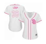 Women's San Diego Padres #38 Aaron Loup Replica White Fashion Cool Base Baseball Jersey