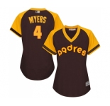 Women's San Diego Padres #4 Wil Myers Authentic Brown Alternate Cooperstown Cool Base Baseball Jersey