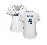 Women's San Diego Padres #4 Wil Myers White Home Stitched MLB Jersey