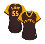 Women's San Diego Padres #55 Matt Strahm Authentic Brown Alternate Cooperstown Cool Base Baseball Jersey