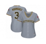 Women Majestic Pittsburgh Pirates #3 Sean Rodriguez Authentic Grey Road Cool Base MLB Jersey
