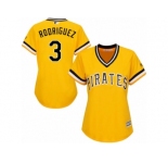 Women Majestic Pittsburgh Pirates #3 Sean Rodriguez Replica Gold Alternate Cool Base MLB Jersey