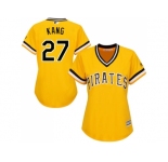 Women Pittsburgh Pirates #27 Jung-ho Kang Gold Alternate Stitched MLB Jersey