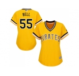 Women Pittsburgh Pirates #55 Josh Bell Gold Alternate Stitched MLB Jersey