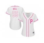 Women Pittsburgh Pirates #55 Josh Bell White Pink Fashion Stitched MLB Jersey
