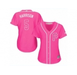 Women's Majestic Pittsburgh Pirates #5 Josh Harrison Replica Pink Fashion Cool Base MLB Jersey