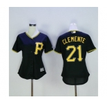 Women's Pittsburgh Pirates #21 Roberto Clemente Majestic Black Cool Base Player Jersey
