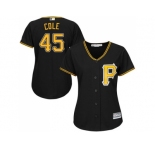 Women's Pittsburgh Pirates #45 Gerrit Cole Black Alternate Stitched MLB Jersey