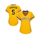 Women's Pittsburgh Pirates #5 Josh Harrison Gold Alternate Stitched MLB Jersey