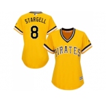 Women's Pittsburgh Pirates #8 Willie Stargell Gold Alternate Stitched MLB Jersey