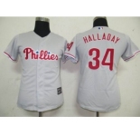 MLB Women Jerseys Philadephia Phillis #34 Halladay Grey