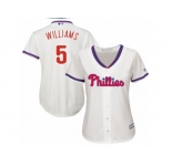 Wome Majestic Philadelphia Phillies #5 Nick Williams Replica Cream Alternate Cool Base MLB Jersey