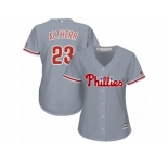 Women Majestic Philadelphia Phillies #23 Aaron Altherr Authentic Grey Road Cool Base MLB Jersey