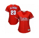 Women Majestic Philadelphia Phillies #23 Aaron Altherr Authentic Red Alternate Cool Base MLB Jersey