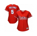 Women Majestic Philadelphia Phillies #5 Nick Williams Authentic Red Alternate Cool Base MLB Jersey