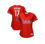 Women Philadelphia Phillies #17 Rhys Hoskins Majestic Scarlet 2018 Spring Training Cool Base Player Jersey