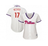 Women's Majestic Philadelphia Phillies #17 Pat Neshek Replica Cream Alternate Cool Base MLB Jersey