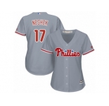 Women's Majestic Philadelphia Phillies #17 Pat Neshek Replica Grey Road Cool Base MLB Jersey