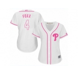 Women's Majestic Philadelphia Phillies #4 Jimmy Foxx Replica White Fashion Cool Base MLB Jersey