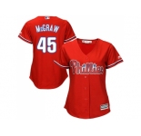 Women's Philadelphia Phillies #45 Tug McGraw Red Alternate Stitched MLB Jersey