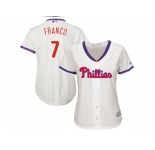 Women's Philadelphia Phillies #7 Maikel Franco Cream Alternate Stitched MLB Jersey