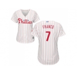 Women's Philadelphia Phillies #7 Maikel Franco White(Red Strip) Home Stitched MLB Jersey