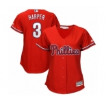 Women's Philadelphia Phillies Bryce Harper Majestic Scarlet Cool Base Replica Player Jersey