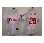 women mlb jerseys philadelphia phillies #26 utley white(red strip)