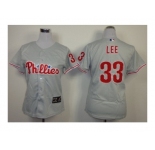 women mlb jerseys philadelphia phillies #33 cliff lee grey