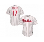 Youth Majestic Philadelphia Phillies #17 Pat Neshek Replica White Red Strip Home Cool Base MLB Jersey