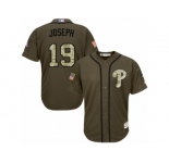 Youth Majestic Philadelphia Phillies #19 Tommy Joseph Replica Green Salute to Service MLB Jersey