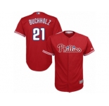 Youth Majestic Philadelphia Phillies #21 Clay Buchholz Replica Red Alternate Cool Base MLB Jersey