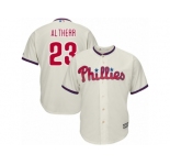 Youth Majestic Philadelphia Phillies #23 Aaron Altherr Authentic Cream Alternate Cool Base MLB Jersey