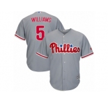 Youth Majestic Philadelphia Phillies #5 Nick Williams Authentic Grey Road Cool Base MLB Jersey