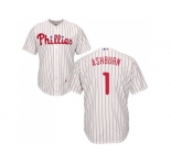 Youth Philadelphia Phillies #1 Richie Ashburn White(Red Strip) Cool Base Stitched MLB Jersey