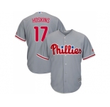 Youth Philadelphia Phillies #17 Rhys Hoskins Grey Cool Base Stitched MLB Jersey