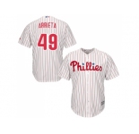 Youth Philadelphia Phillies #49 Jake Arrieta White(Red Strip) Cool Base Stitched MLB Jersey