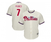 Youth Philadelphia Phillies #7 Maikel Franco Cream Cool Base Stitched MLB Jersey